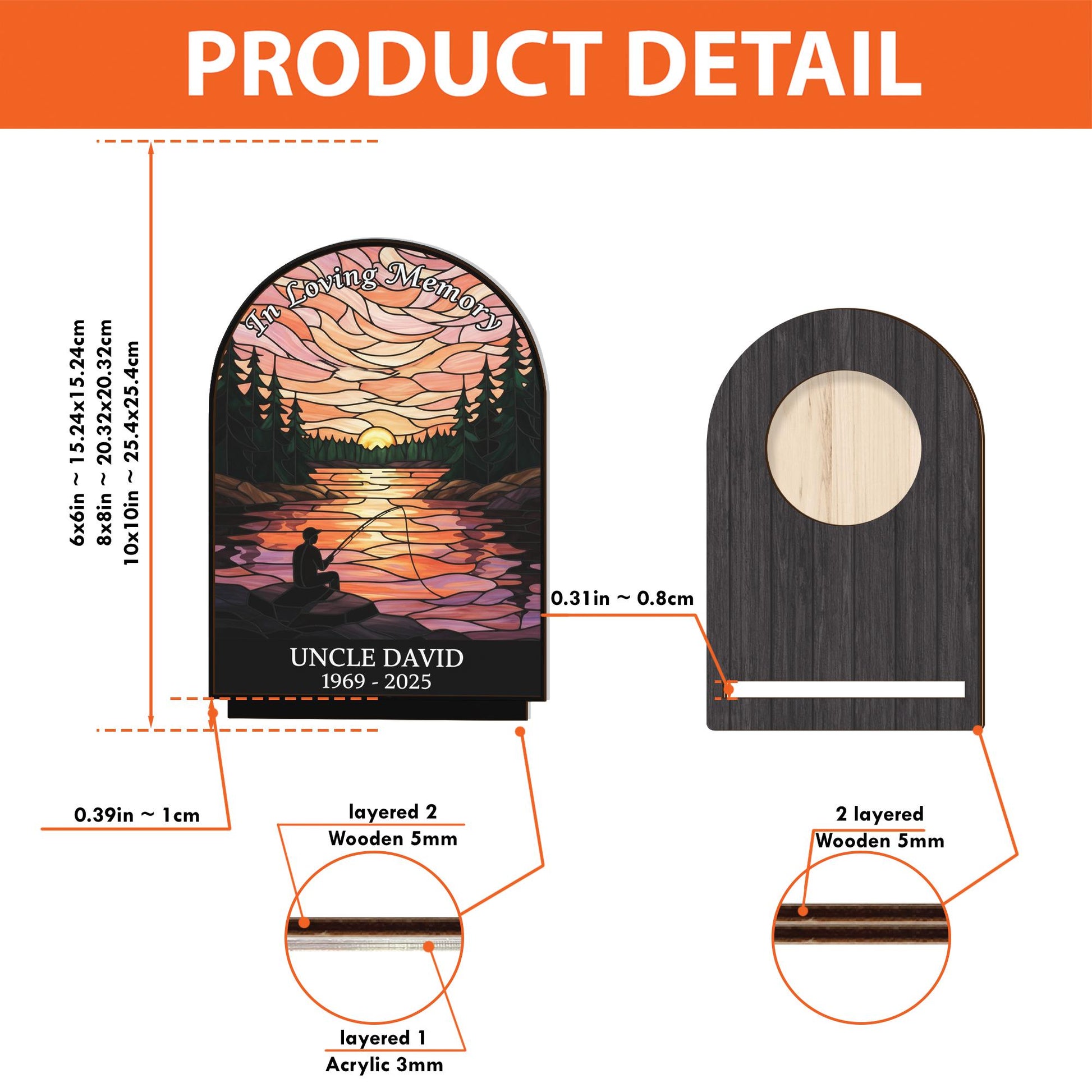 Personalized Wooden Candle Holder – Memorial Sunset Lake Design, Remembrance Home Decor image 4