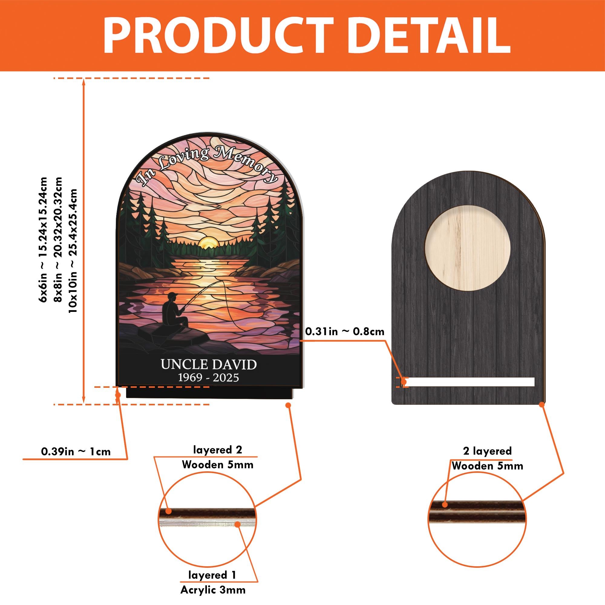 Personalized Wooden Candle Holder – Memorial Sunset Lake Design, Remembrance Home Decor image 4