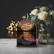 Personalized Wooden Candle Holder – Memorial Sunset Lake Design, Remembrance Home Decor image 1
