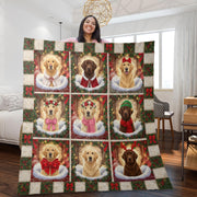 Quilted Blanket: Christmas Decor, Labrador Retriever, Holiday Patchwork image 1