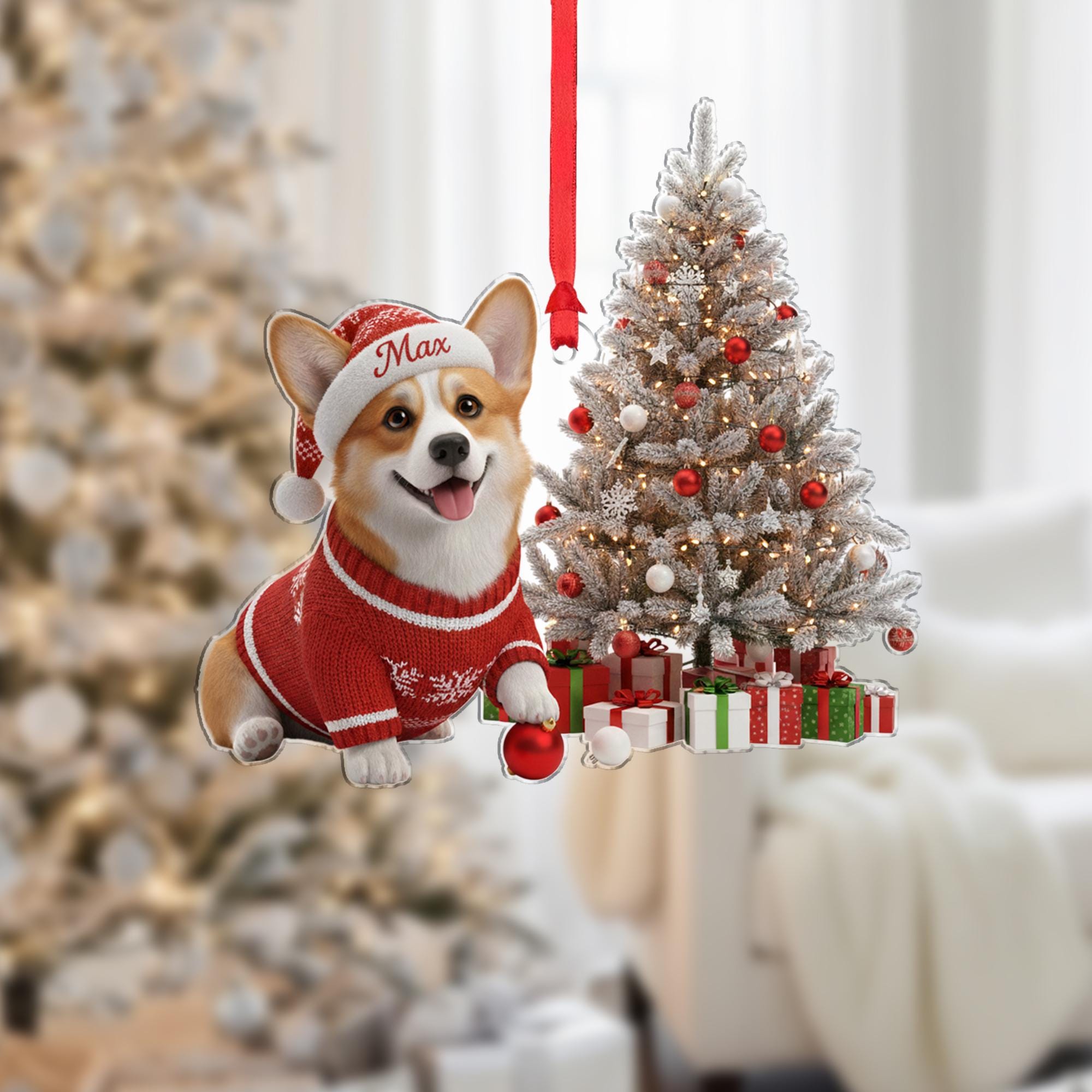 Personalized Corgi Christmas Ornament: Custom Dog Name, Acrylic Pet Memorial Gift image 1