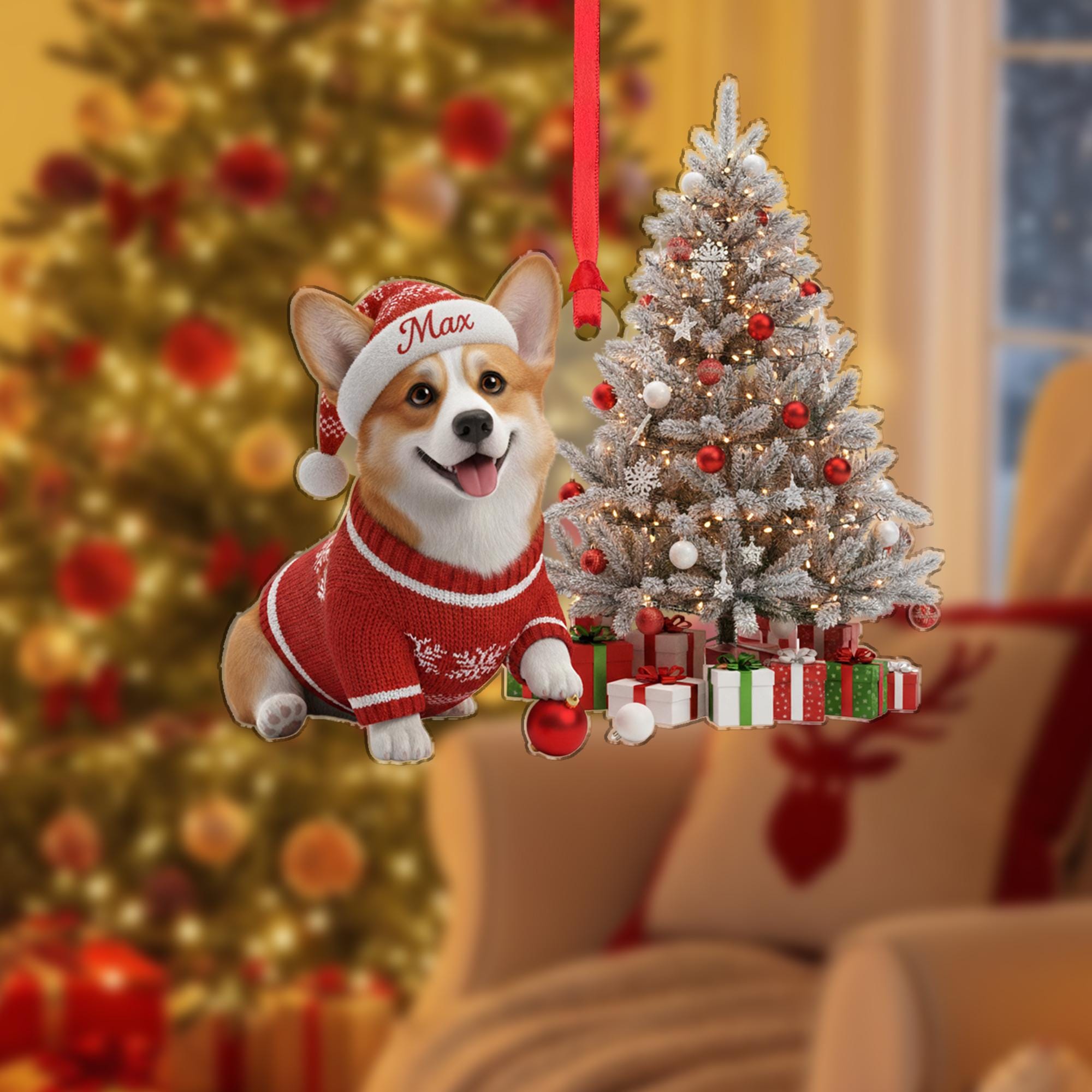 Personalized Corgi Christmas Ornament: Custom Dog Name, Acrylic Pet Memorial Gift image 2