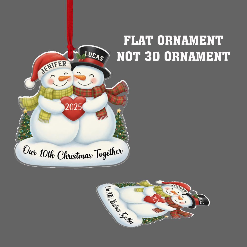 Personalized Snowman Couple Ornament – Our 10th Christmas Together Holiday Keepsake image 3