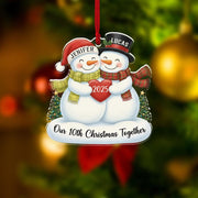 Personalized Snowman Couple Ornament – Our 10th Christmas Together Holiday Keepsake image 1