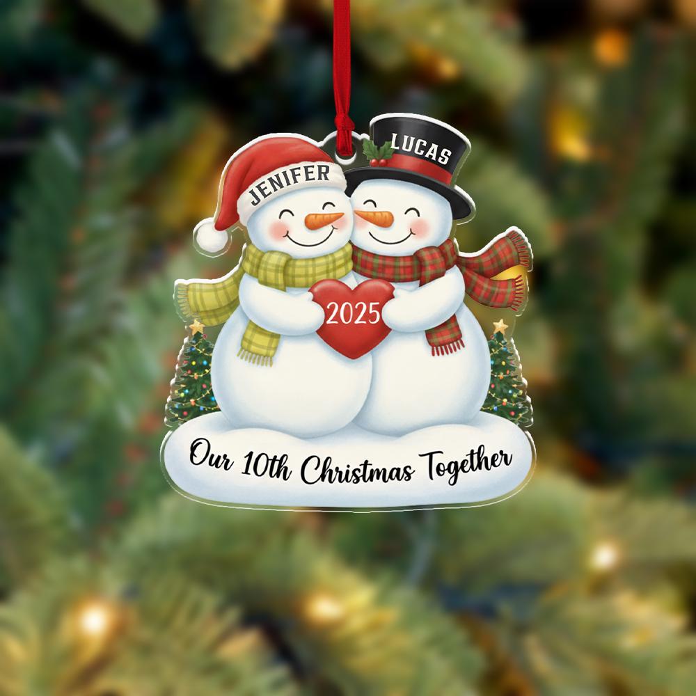 Personalized Snowman Couple Ornament – Our 10th Christmas Together Holiday Keepsake image 4
