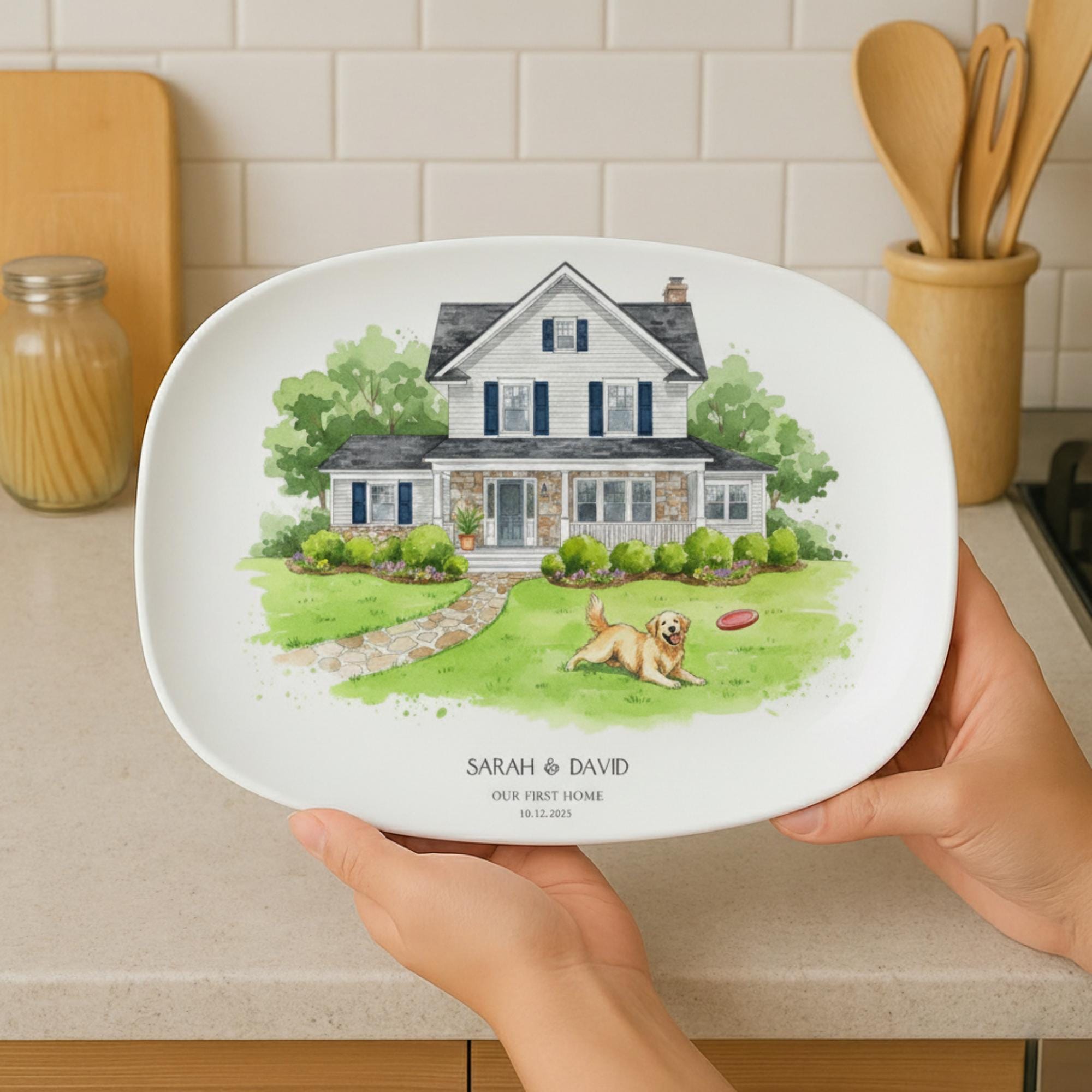 Custom House Illustration Platter – Personalized New Home Decor image 2