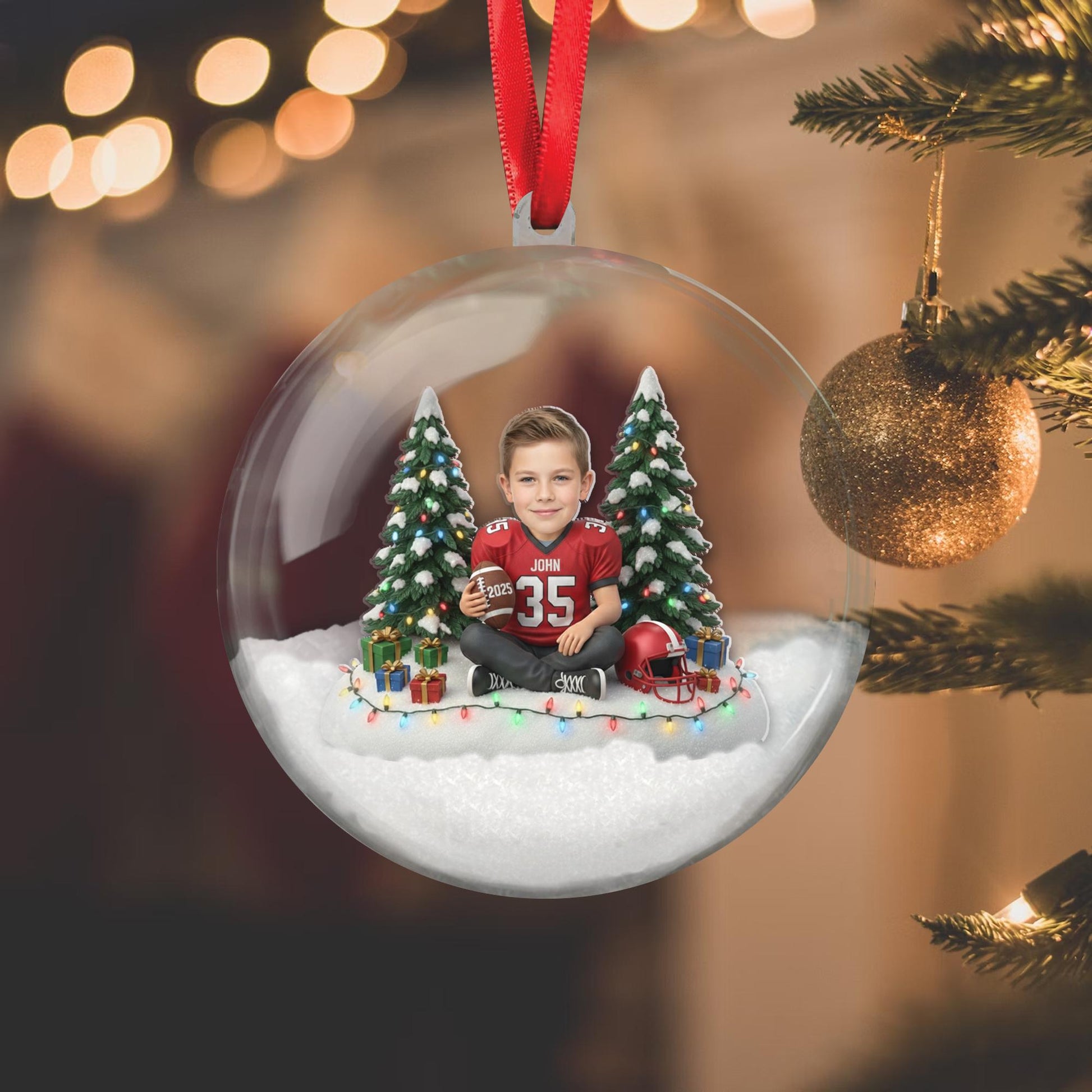 Personalized Football Ball Ornament – Custom Photo & Name Holiday Keepsake image 5