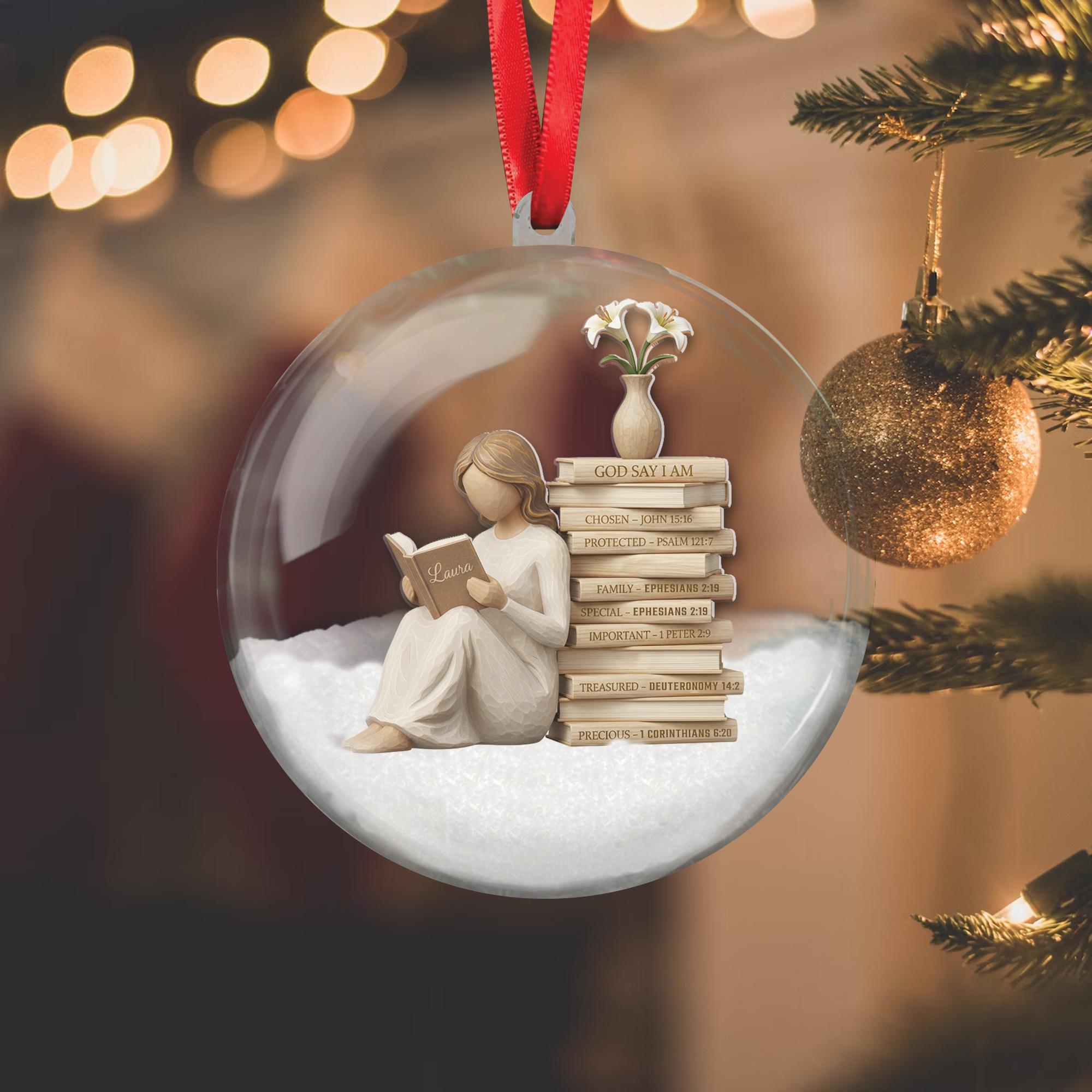 Personalized Christian Ornament – Custom Birth Month Flower Bible Verse Keepsake Gift image 3