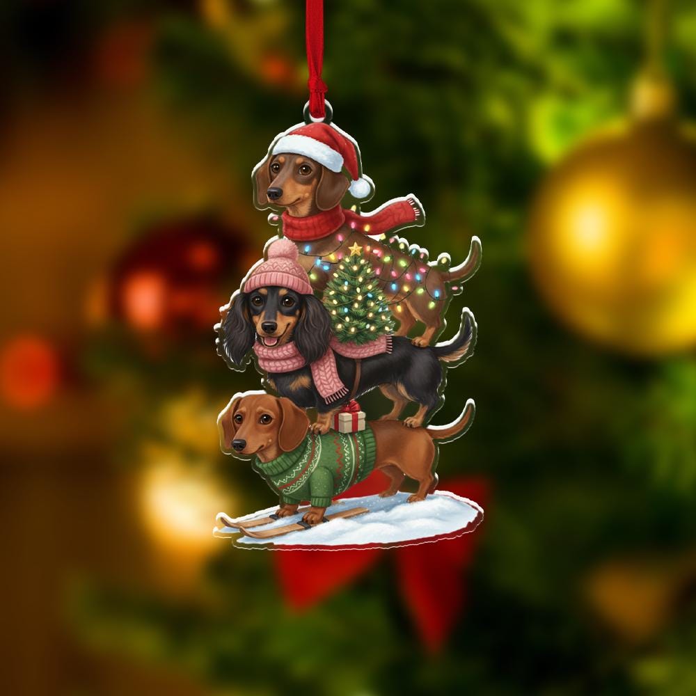 Dachshund Christmas Ornament – Wiener Dog Trio Holiday Decor image 5