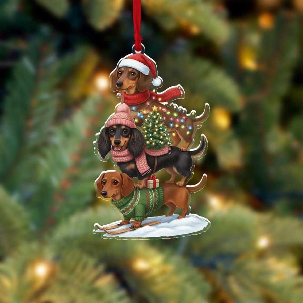 Dachshund Christmas Ornament – Wiener Dog Trio Holiday Decor image 4
