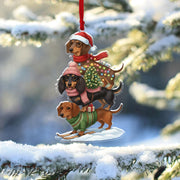 Dachshund Christmas Ornament – Wiener Dog Trio Holiday Decor image 1