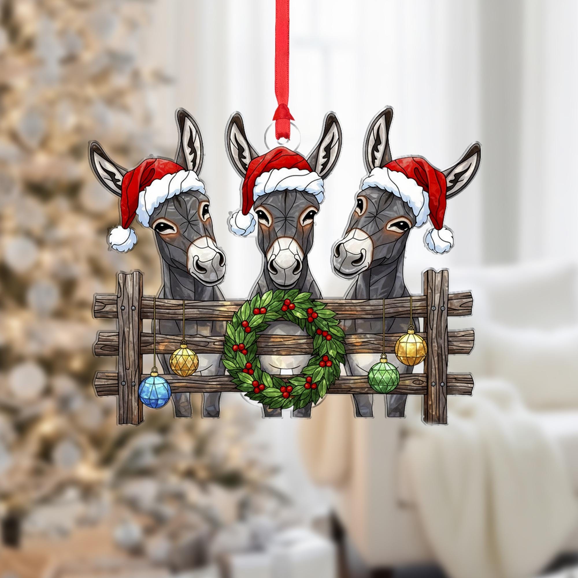 Donkey Christmas Ornament: Rustic Farm Animal Decor, Funny Holiday Keepsake image 1