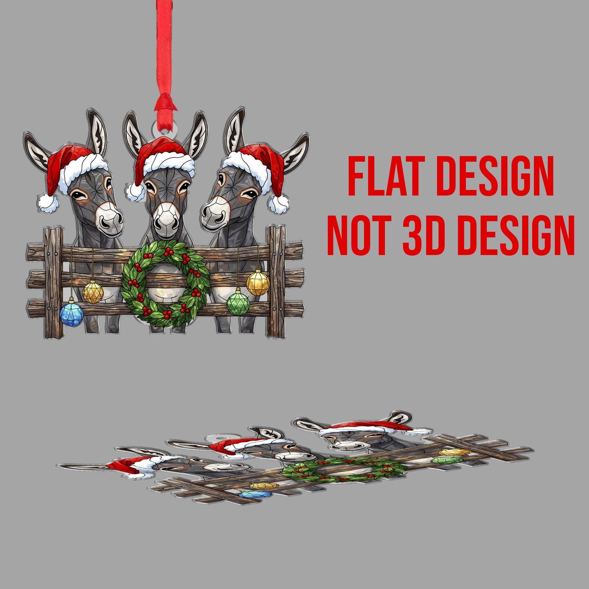 Donkey Christmas Ornament: Rustic Farm Animal Decor, Funny Holiday Keepsake image 3