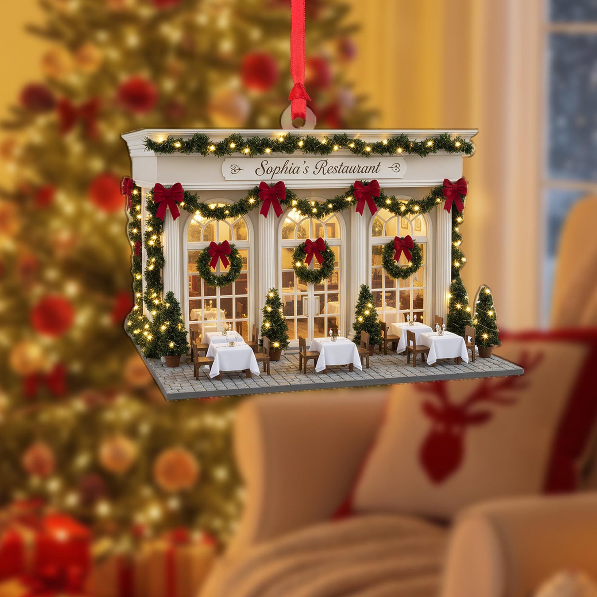 Restaurant Ornament: Personalized Christmas Decor, Bistro Holiday Keepsake image 2