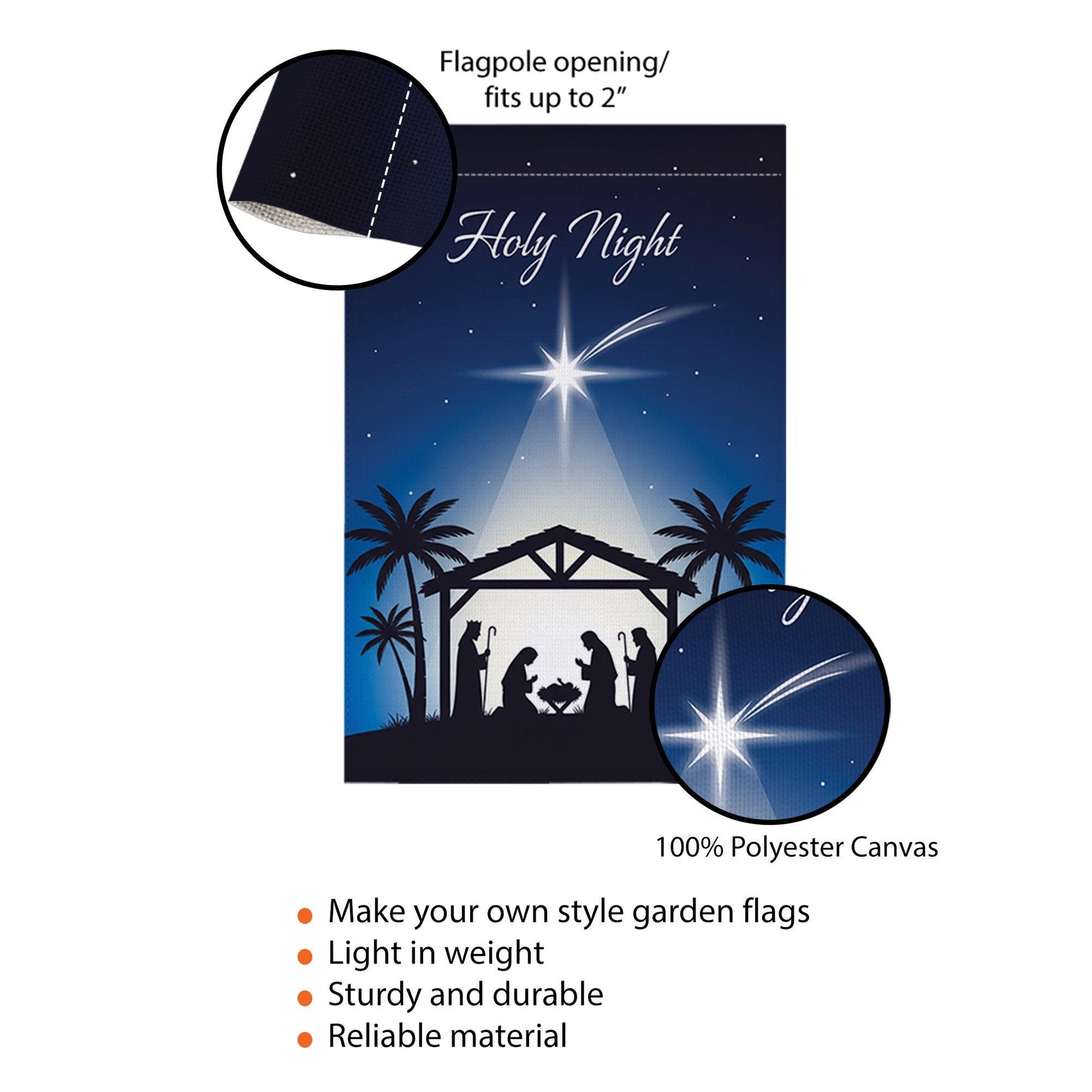 Nativity Christmas Garden Flag with Holy Night Design and Silhouette Manger Scene image 5