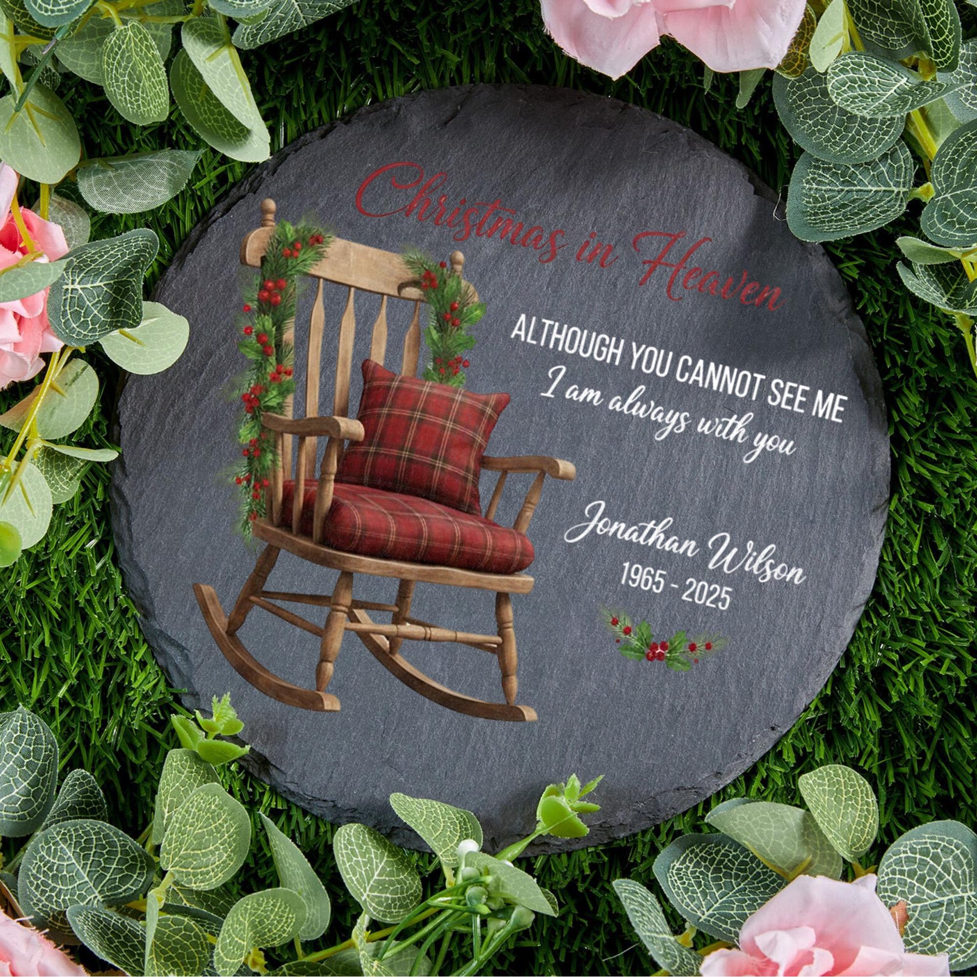 Custom Memorial Garden Stone - Personalized Christmas in Heaven Remembrance Gift image 1