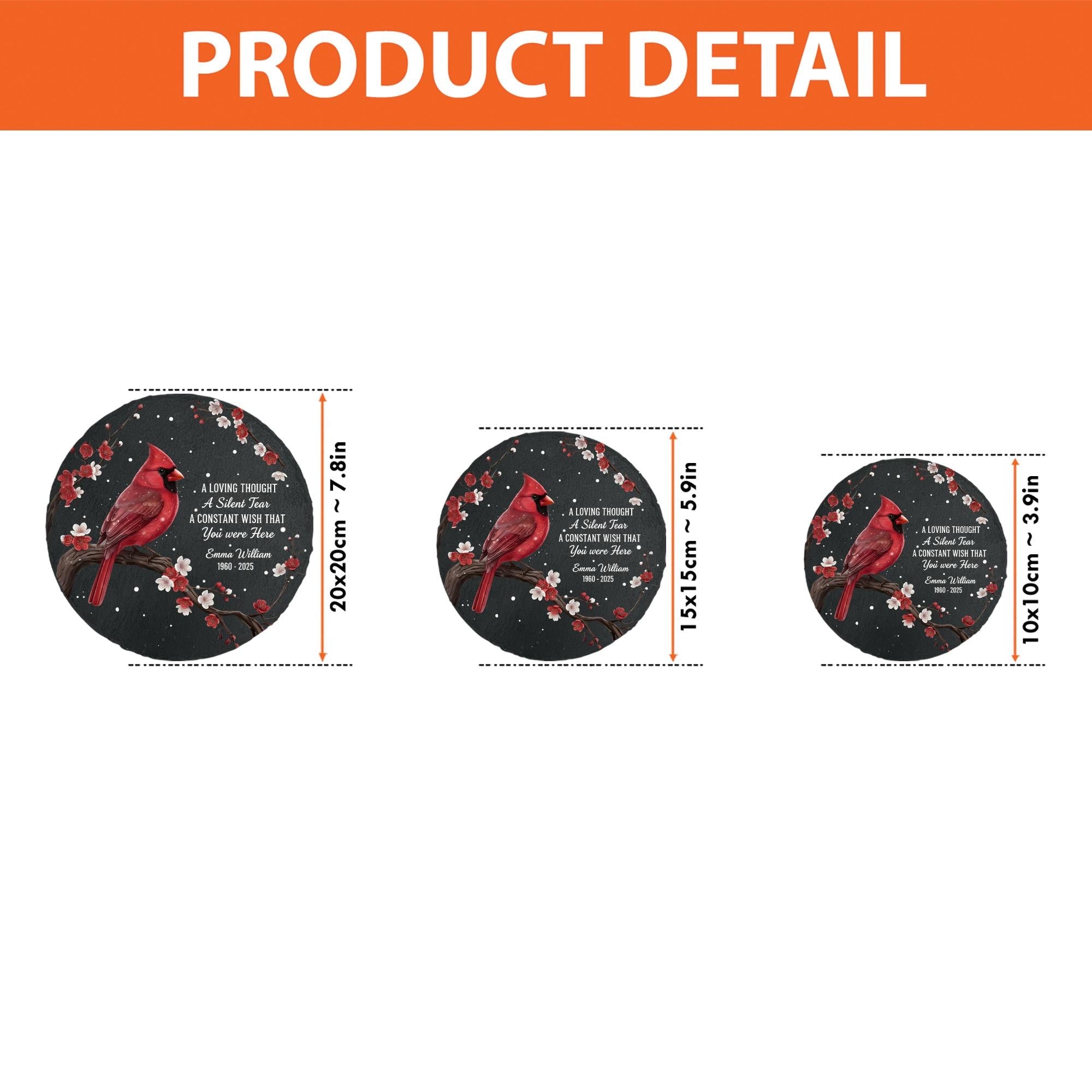 Custom Cardinal Memorial Stone - Personalized Loss Gift, Garden Remembrance Decor image 2