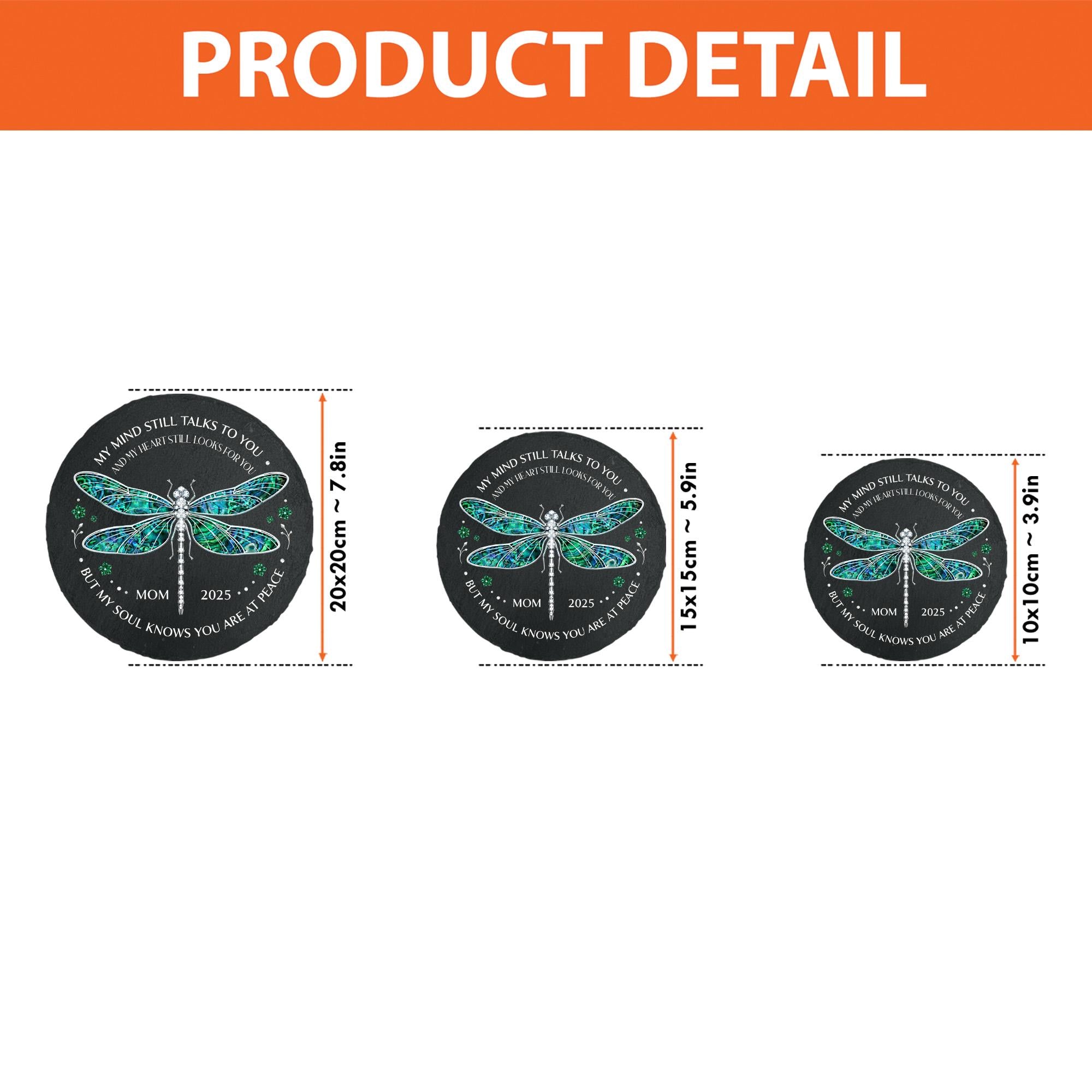 Custom Dragonfly Memorial Stone - Personalized Loss Gift, Garden Remembrance Decor image 2