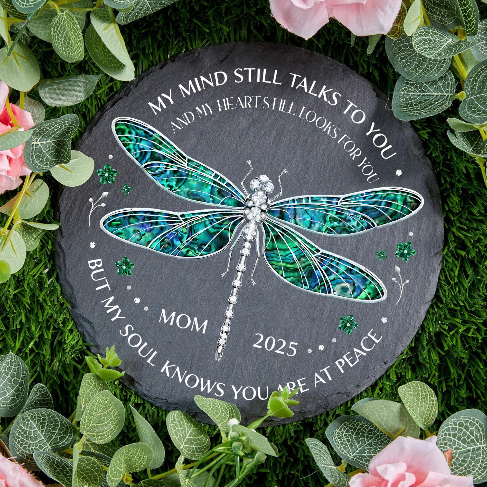 Custom Dragonfly Memorial Stone - Personalized Loss Gift, Garden Remembrance Decor image 1
