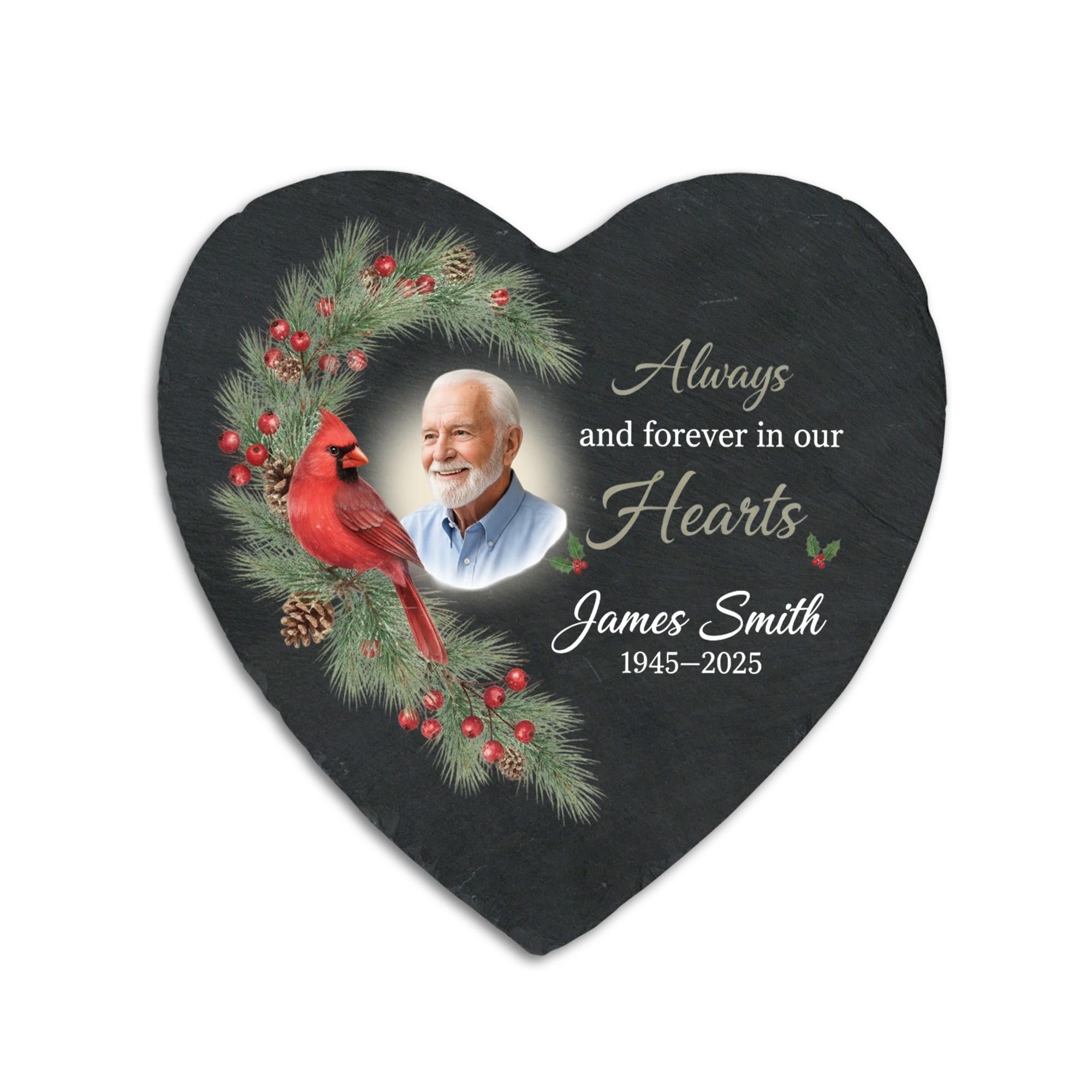 Custom Heart Memorial Stone - Personalized Cardinal Tribute, Outdoor Remembrance Gift image 4