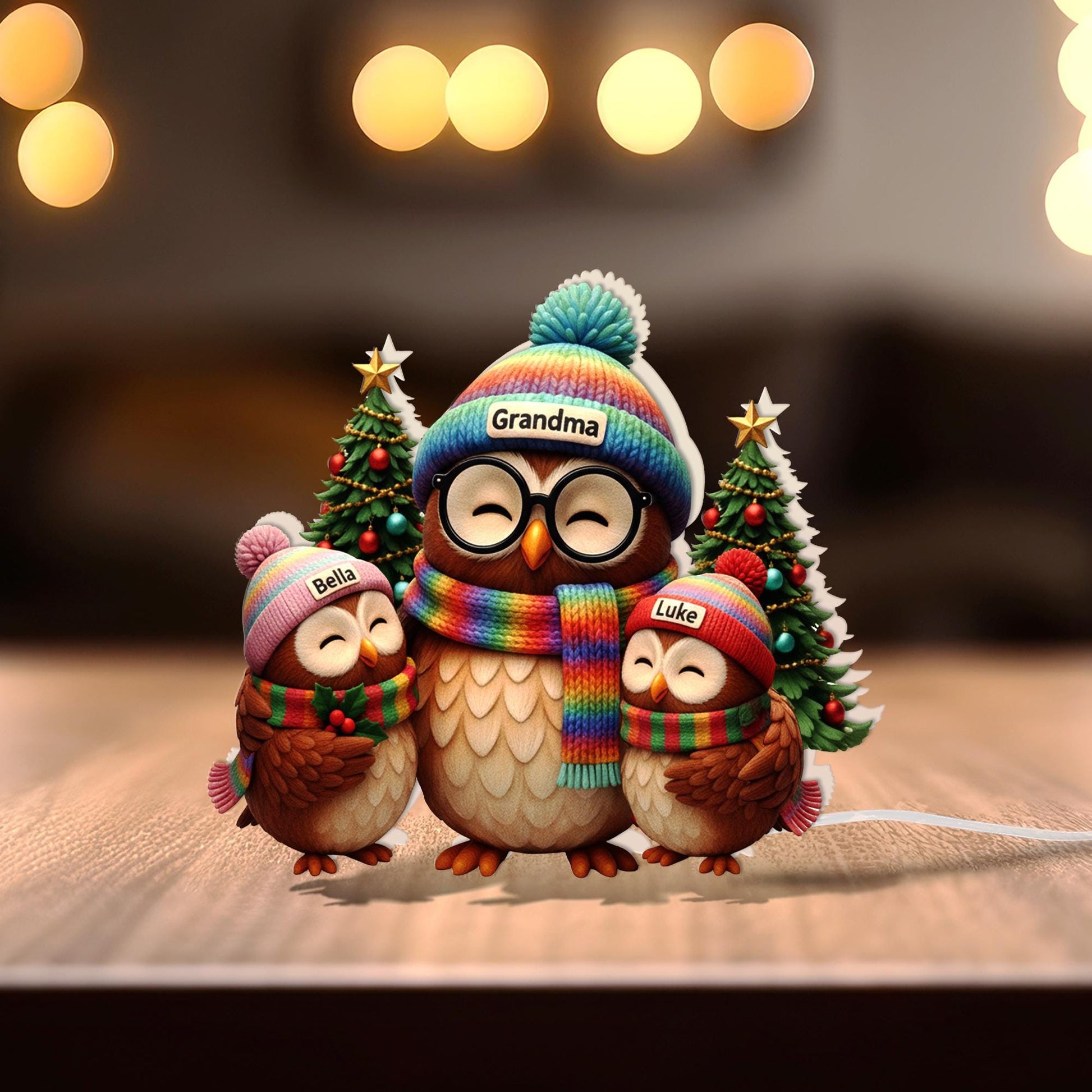 Personalized Owl Family Light Box – Custom Grandma Gift image 2