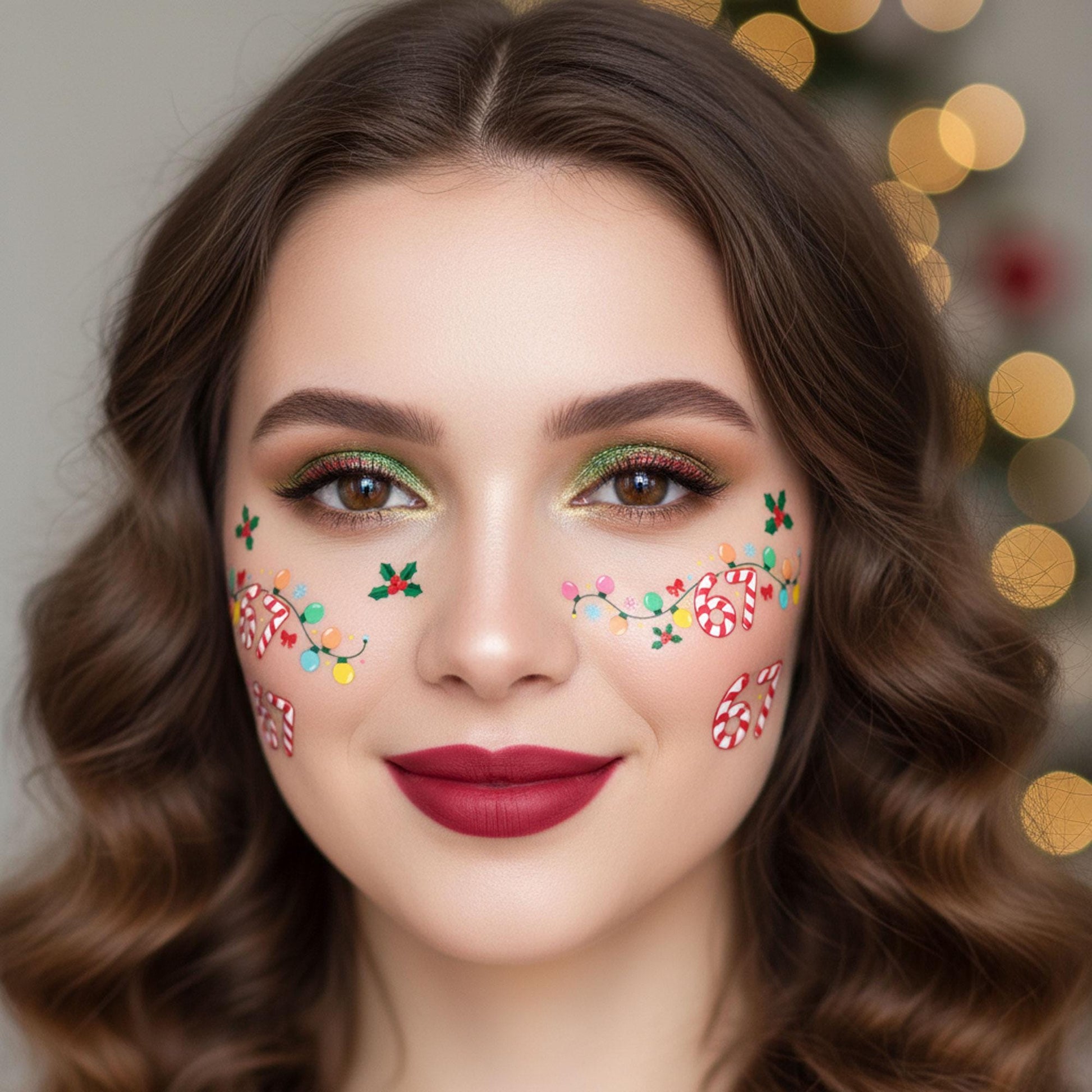 Meme Christmas Tattoo Stickers: Gen Z Slang String Lights image 4