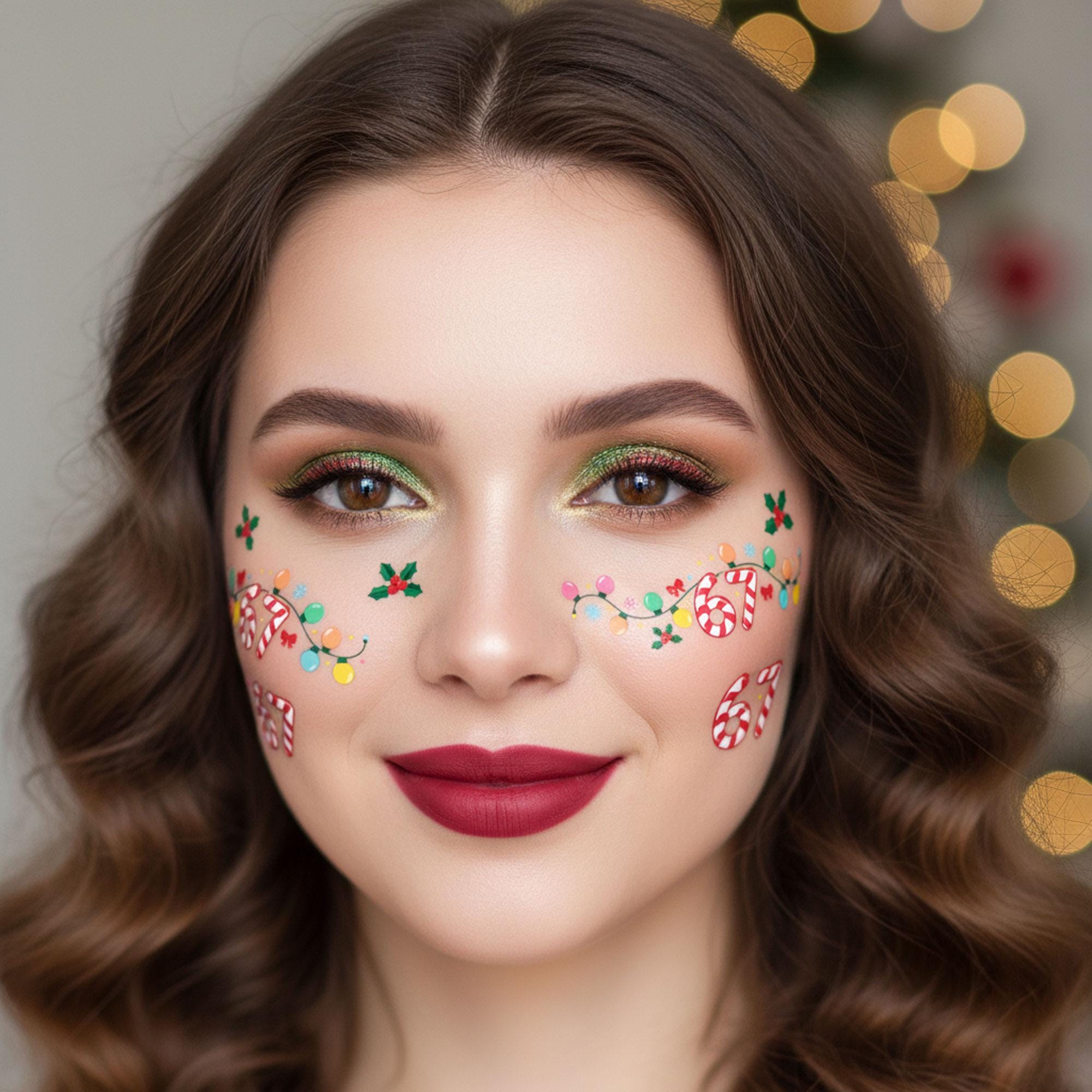 Meme Christmas Tattoo Stickers: Gen Z Slang String Lights image 4