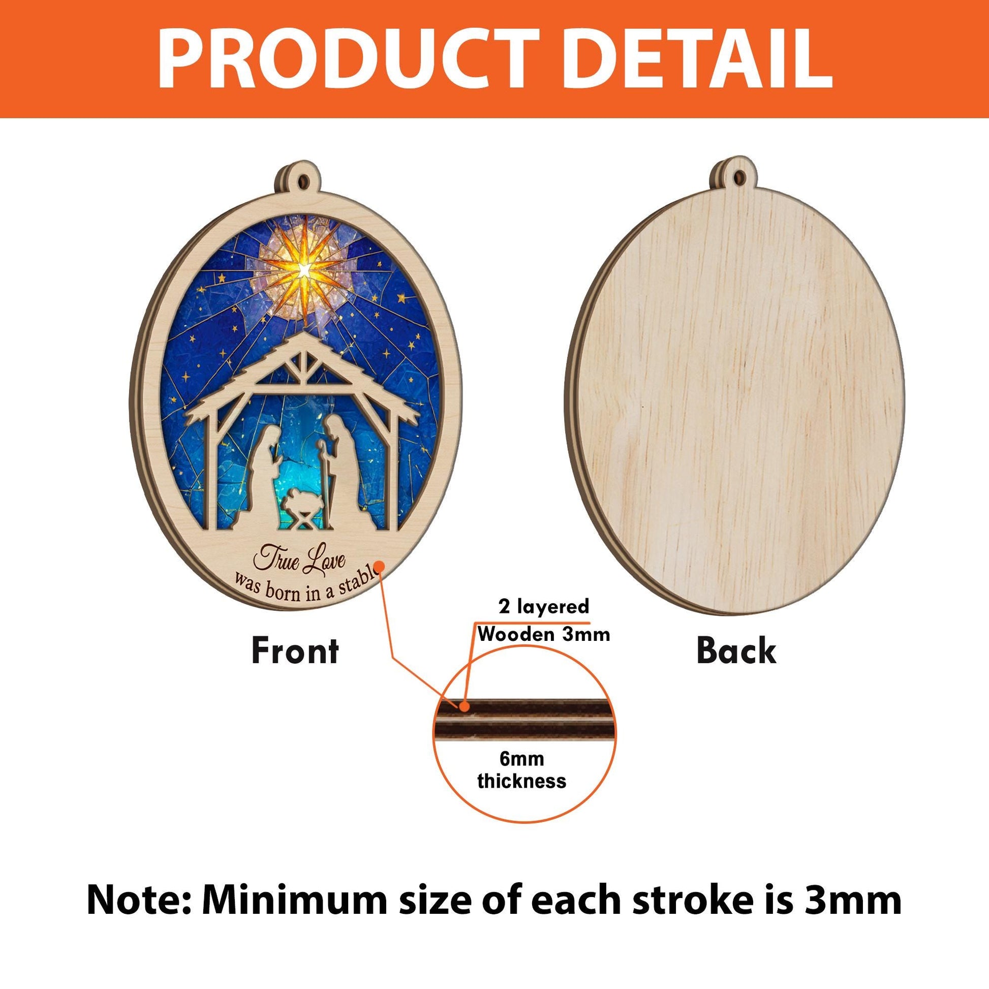 Nativity Layered Ornament: ‘True Love Was Born in a Stable’ Christmas Decoration image 5