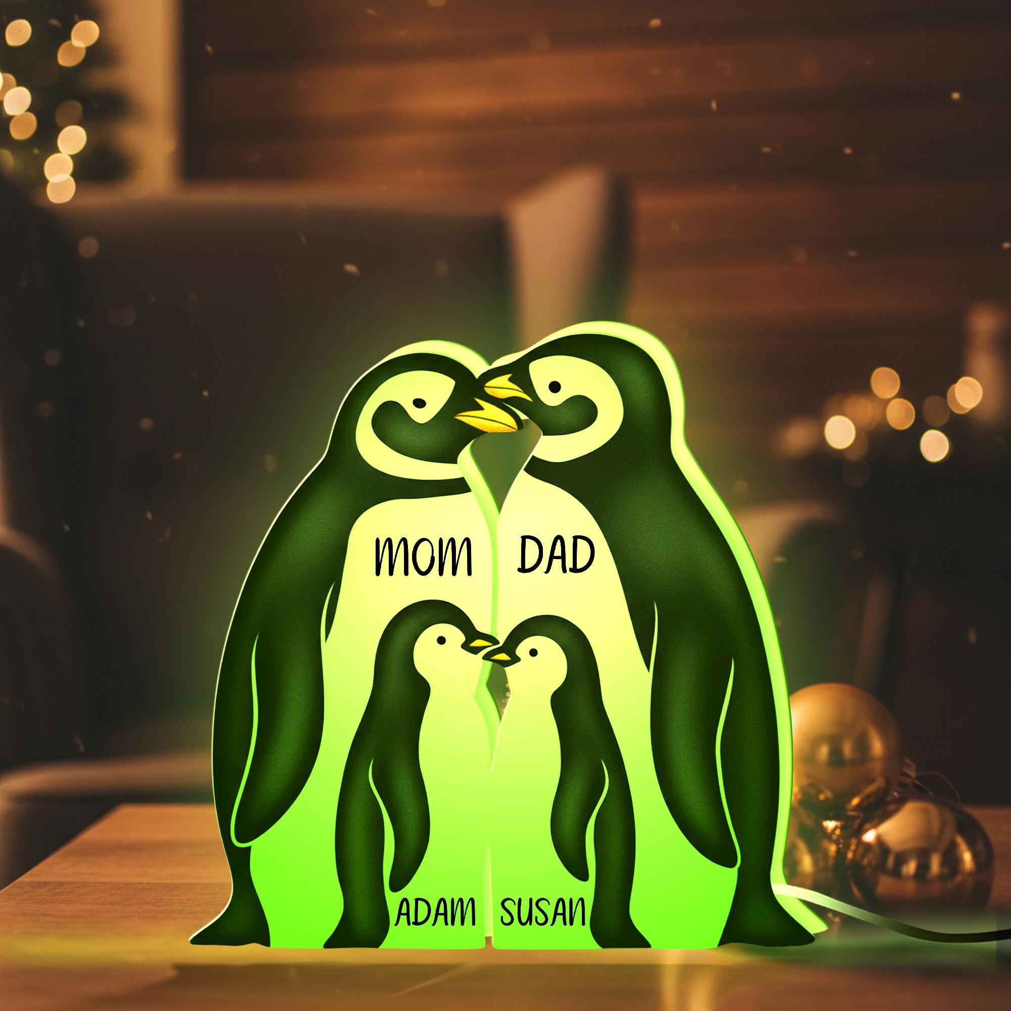 Custom Penguin Family Night Light Box: Personalized Names Winter Lamp image 4