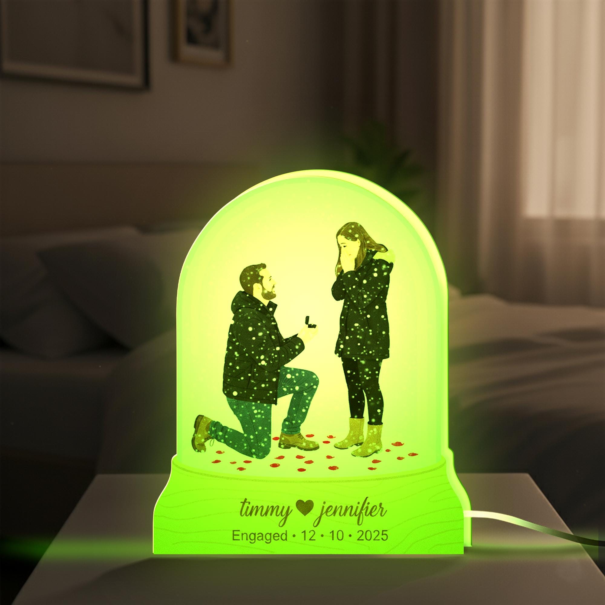 Custom Photo Couple Night Light Box: Personalized Engaged Gift image 4