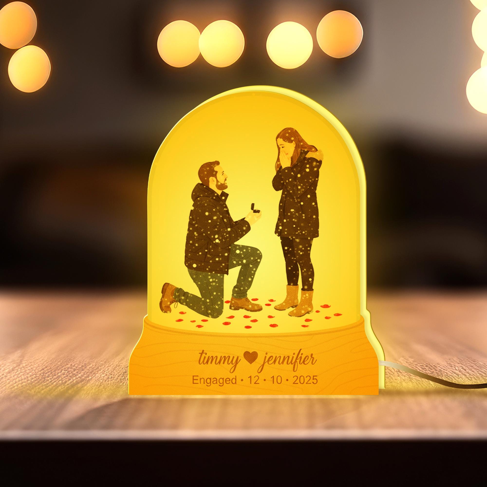 Custom Photo Couple Night Light Box: Personalized Engaged Gift image 6