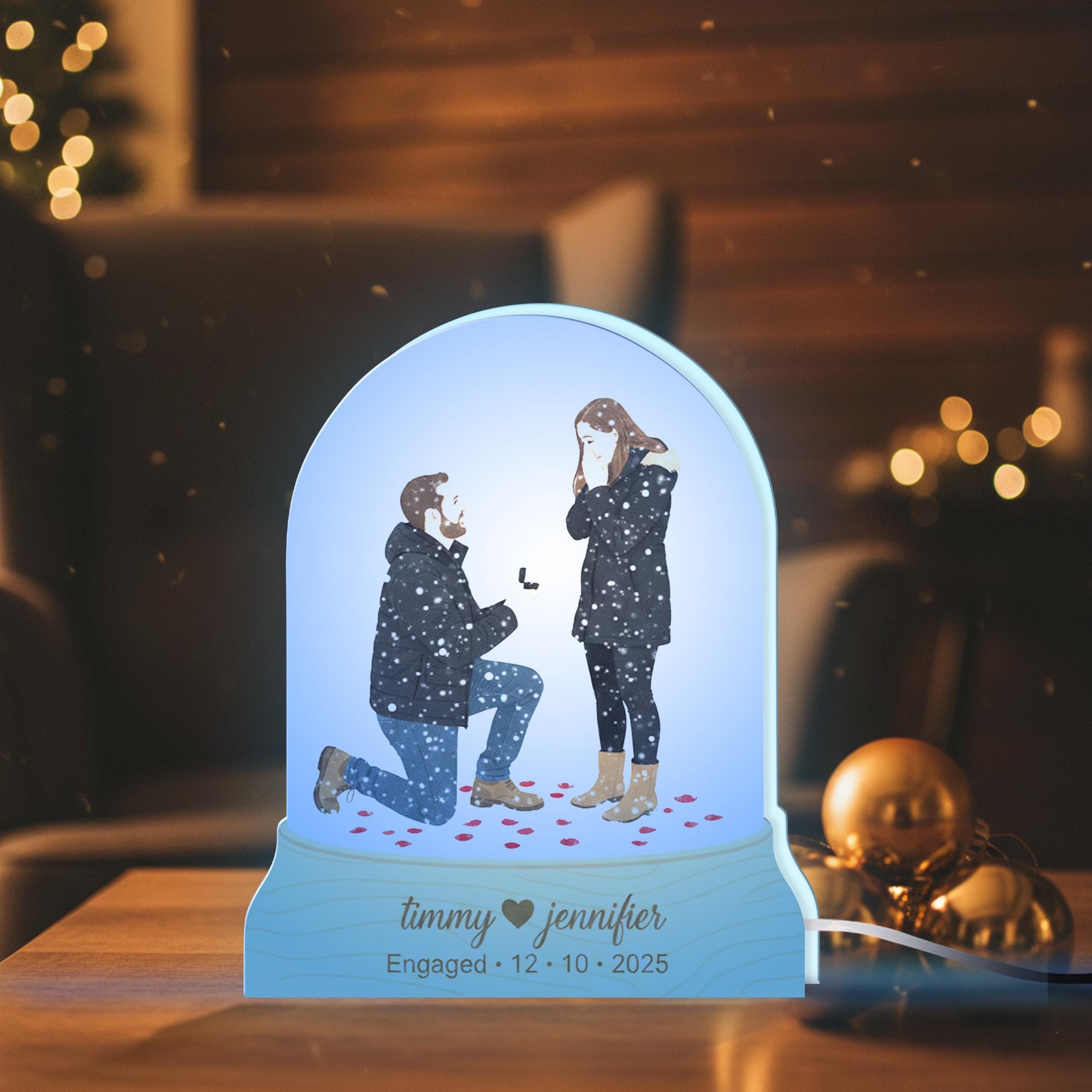 Custom Photo Couple Night Light Box: Personalized Engaged Gift image 3