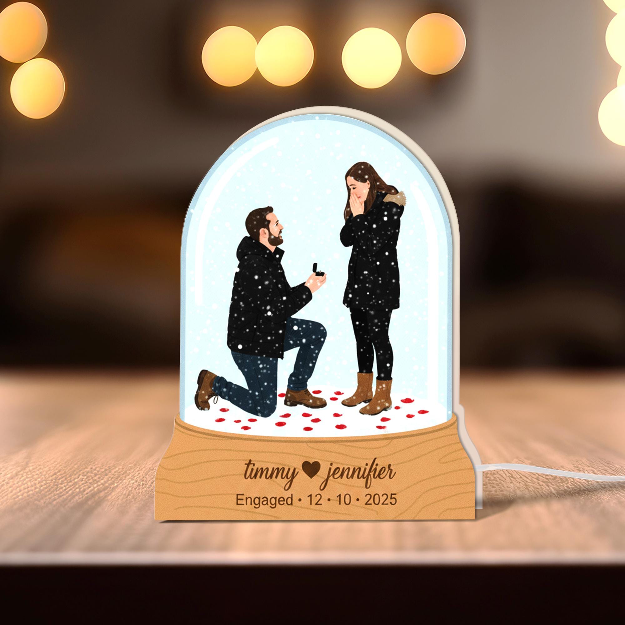 Custom Photo Couple Night Light Box: Personalized Engaged Gift image 5
