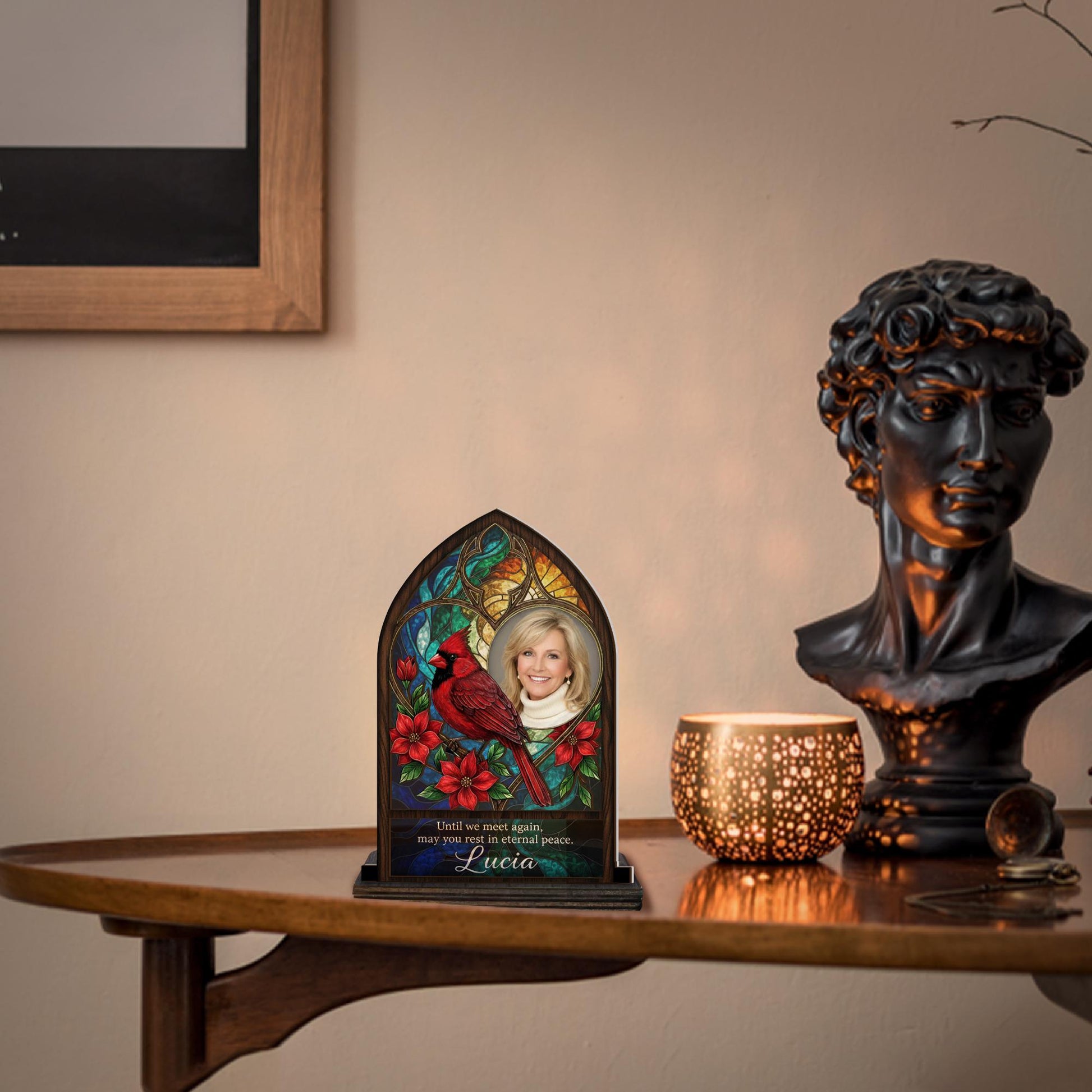 Personalized Memorial Cardinal Candle Holder - Custom Photo Remembrance Gift for Loss image 1