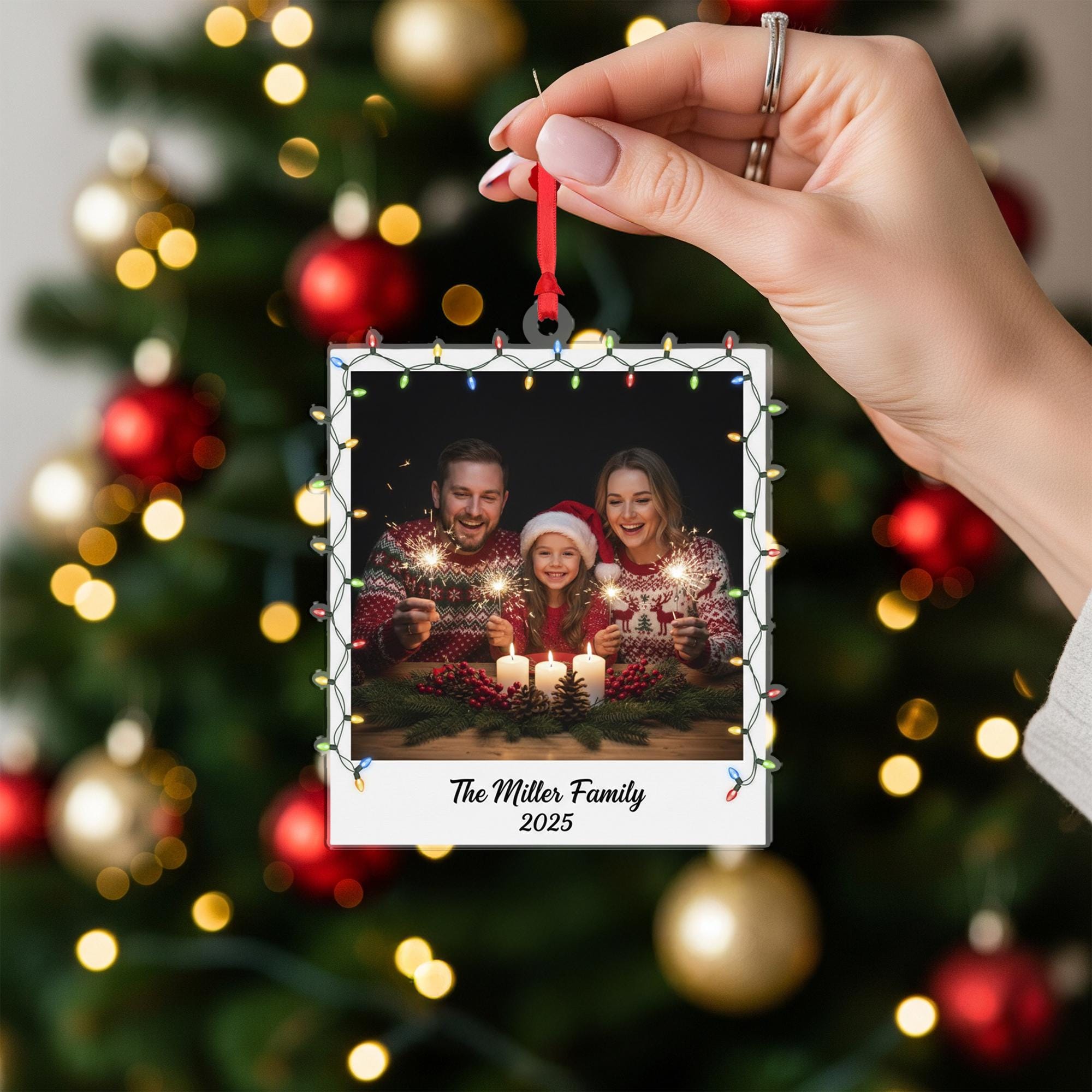 Personalized Family Photo Ornament - Custom Christmas Keepsake image 4