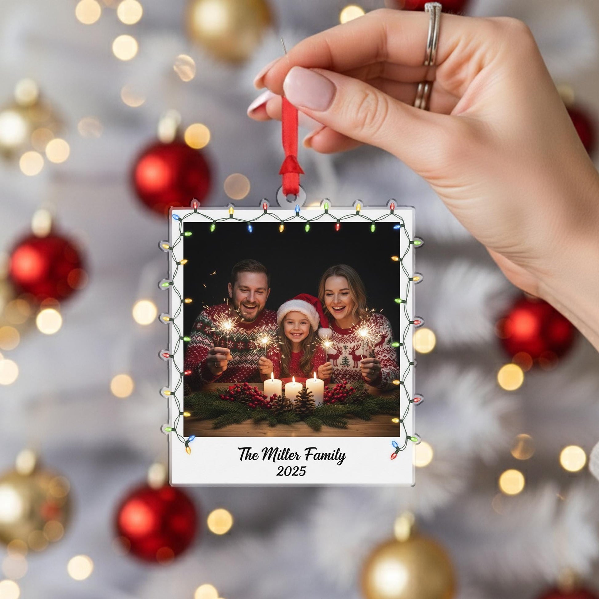 Personalized Family Photo Ornament - Custom Christmas Keepsake image 5