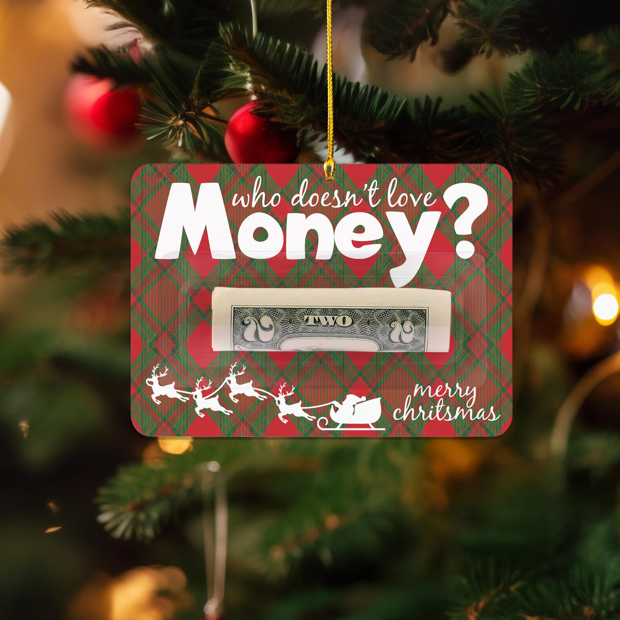 Funny Christmas Money Holder Ornament – Holiday Gift Card or Cash Holder image 1