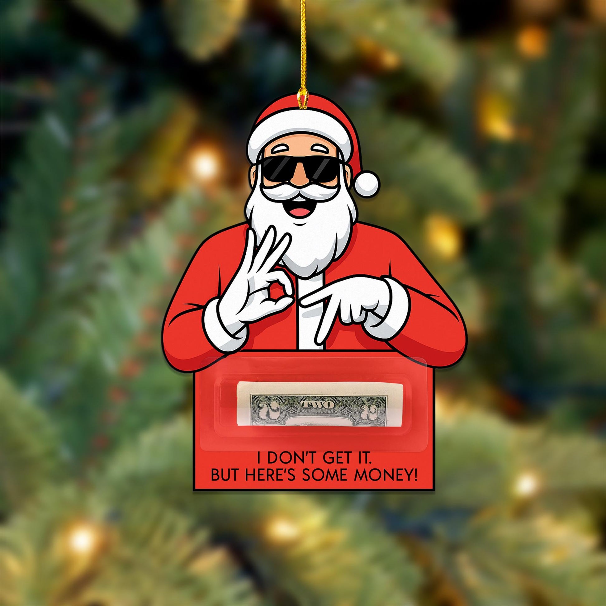 Funny Christmas Money Holder Ornament – Santa Holiday Cash or Gift Card Holder image 4