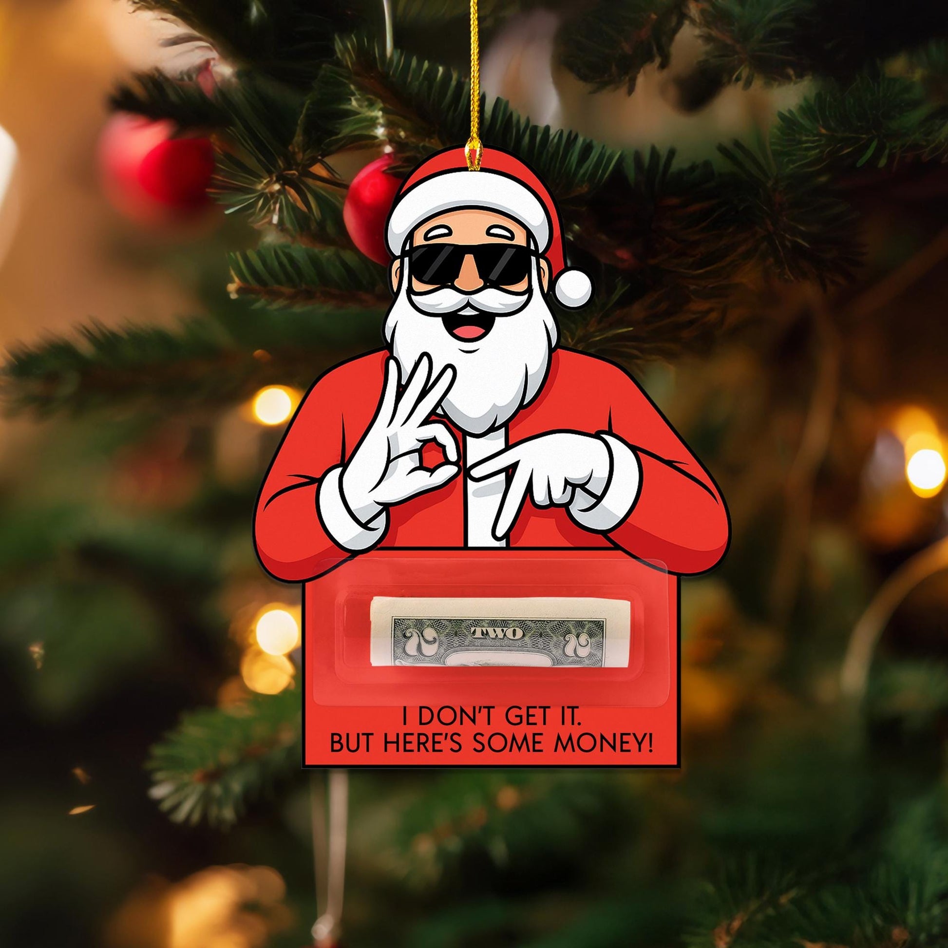 Funny Christmas Money Holder Ornament – Santa Holiday Cash or Gift Card Holder image 1