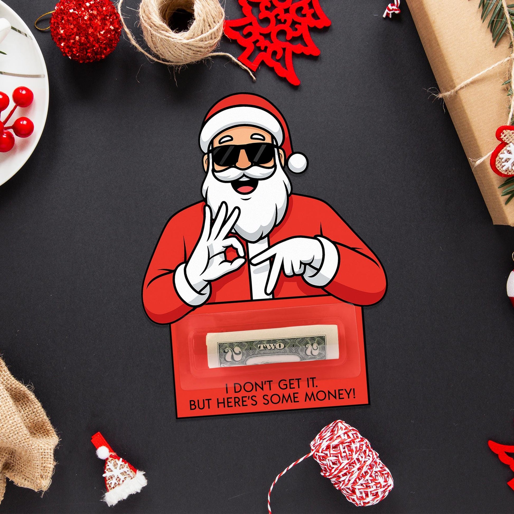 Funny Christmas Money Holder Ornament – Santa Holiday Cash or Gift Card Holder image 3