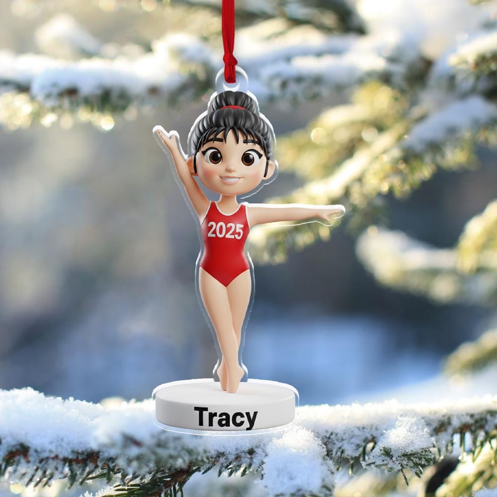 Personalized Gymnast Ornament – Custom Name Christmas Keepsake Gift for Gymnastics Girls, Athlete Ornament image 2
