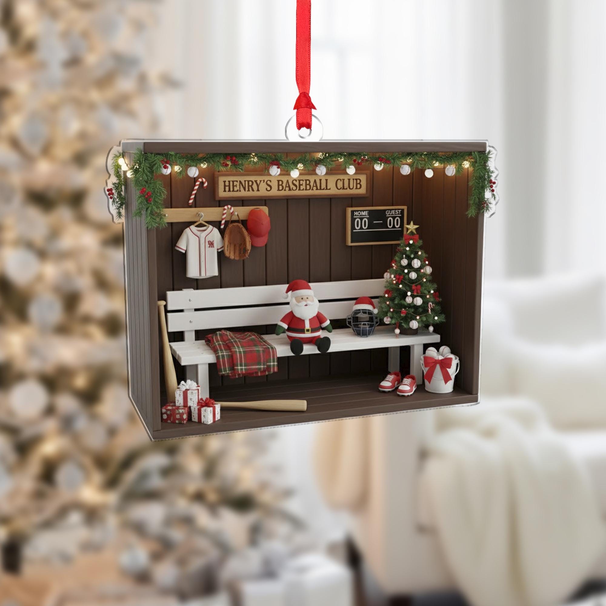 Personalized Baseball Dugout Ornament: 3D Shadow Box Diorama, Team Sport Decor image 1