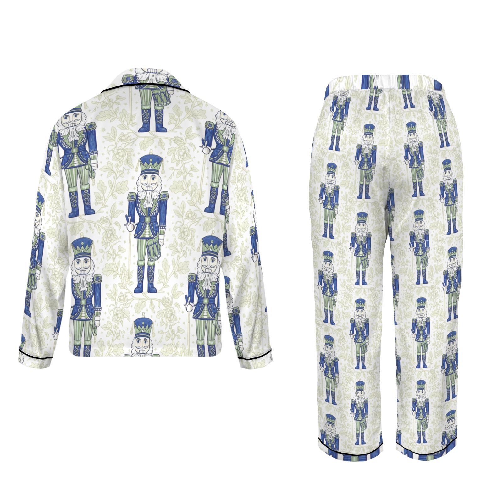 Chinoiserie Nutcracker Christmas Pajamas: Toile de Jouy Satin Sleepwear Set for Elegant Holiday Lounging image 5