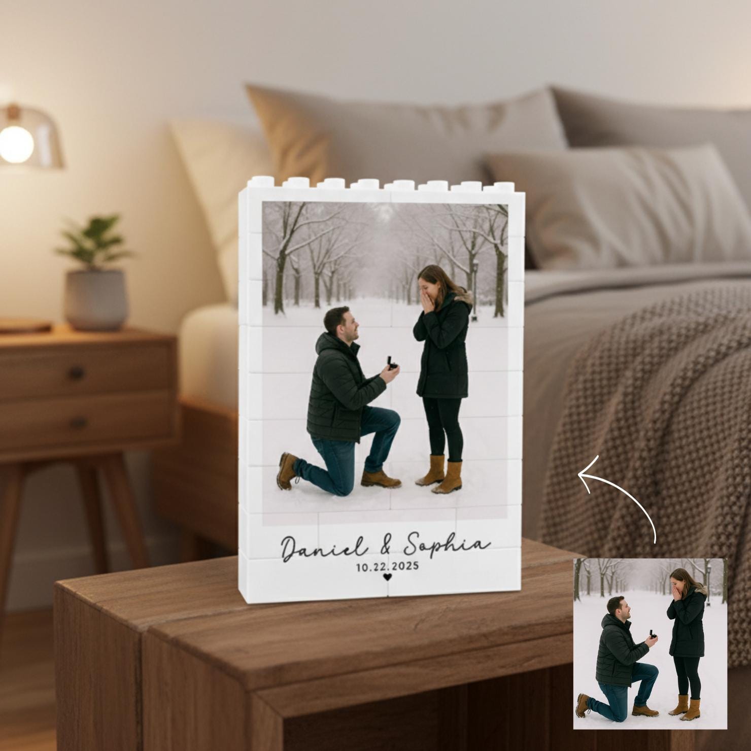 Custom Photo Block – Personalized Couple Building Brick Display image 1