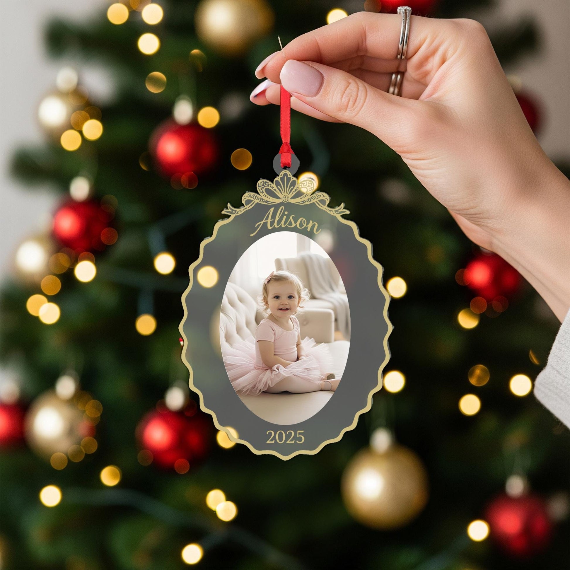 Personalized Photo Christmas 2025 Decor, Acrylic Photo Ornament, Keepsake Design, image 1