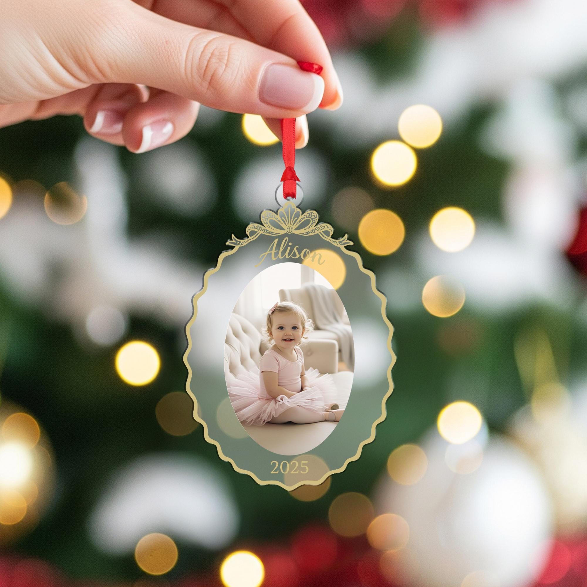 Personalized Photo Christmas 2025 Decor, Acrylic Photo Ornament, Keepsake Design, image 3