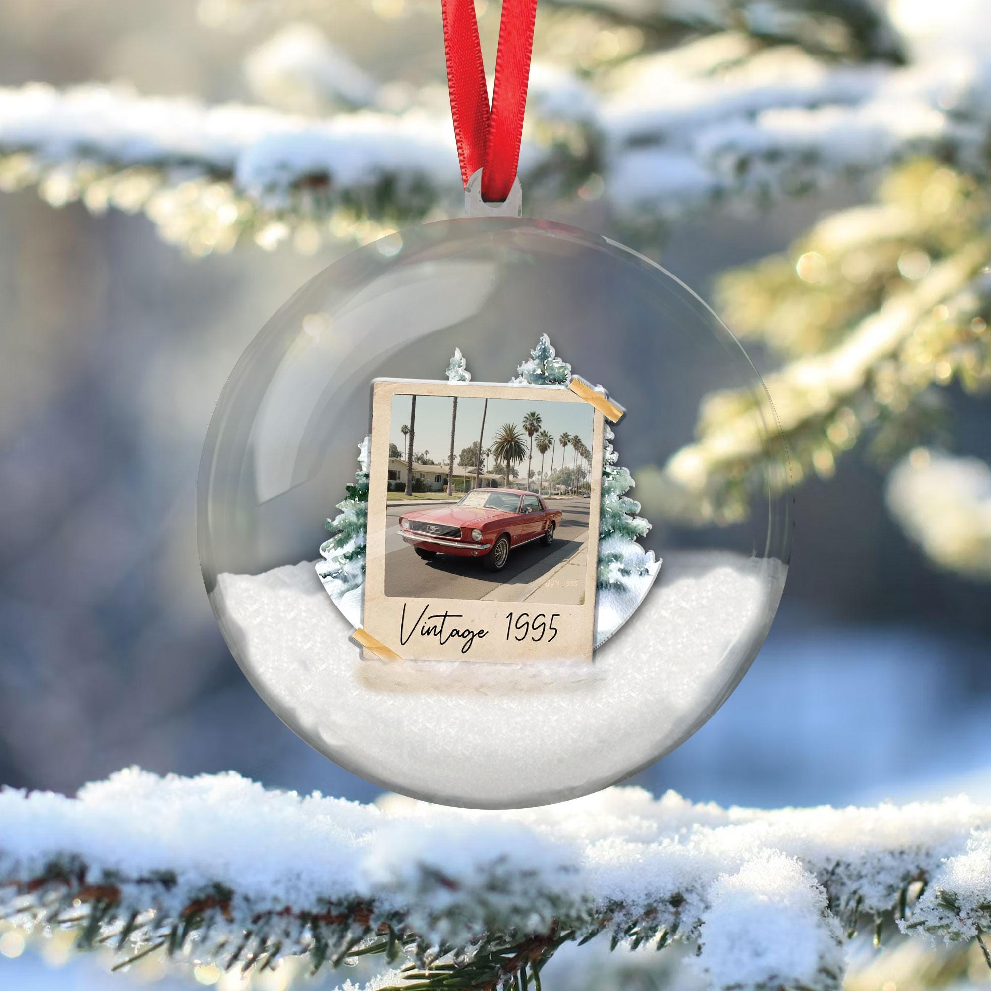 Personalized Vintage Car Christmas Ornament: Photo Keepsake image 2
