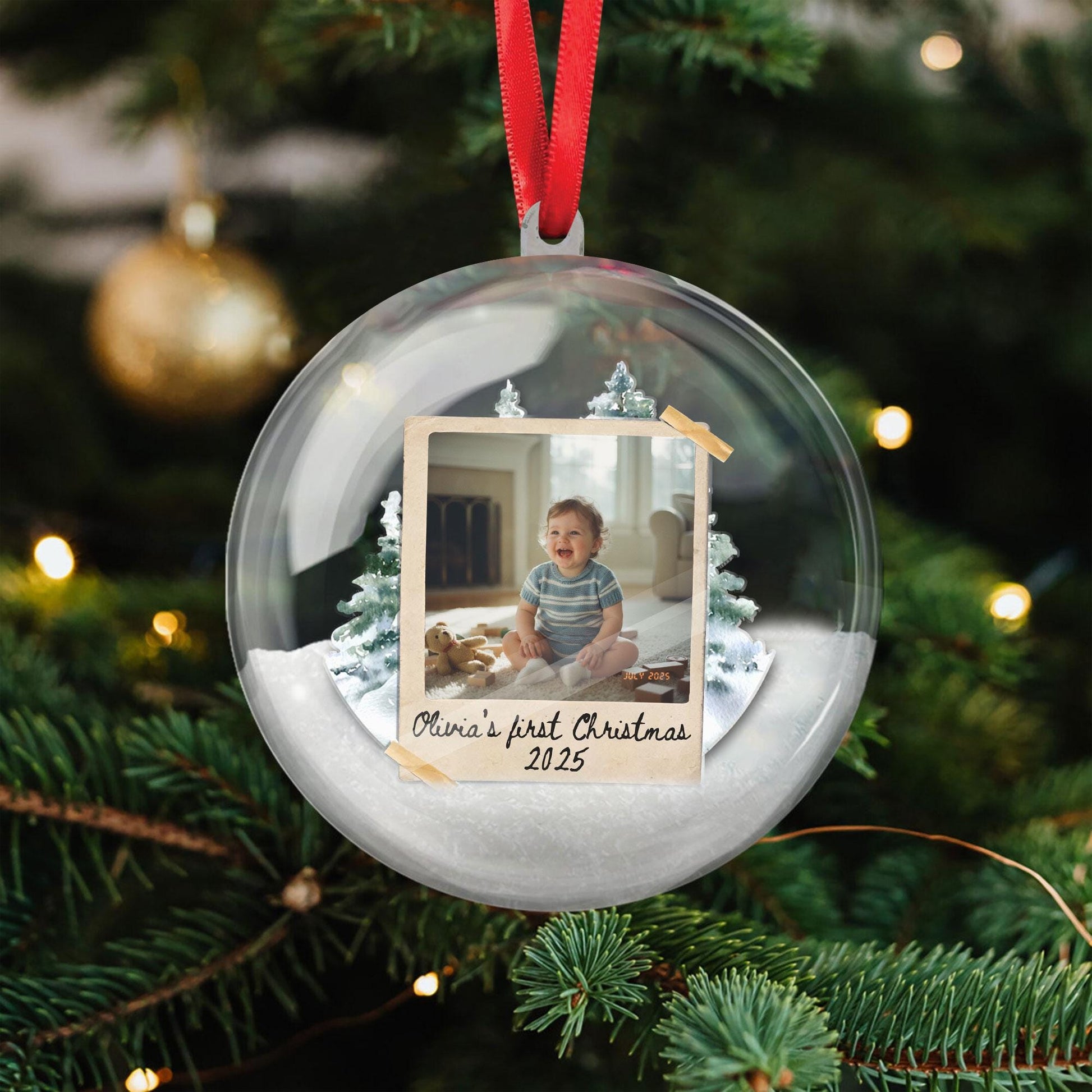 Baby’s First Christmas Ornament: Custom Vintage Photo 3D Ball Ornament, Personalized Keepsake for 2025 image 1