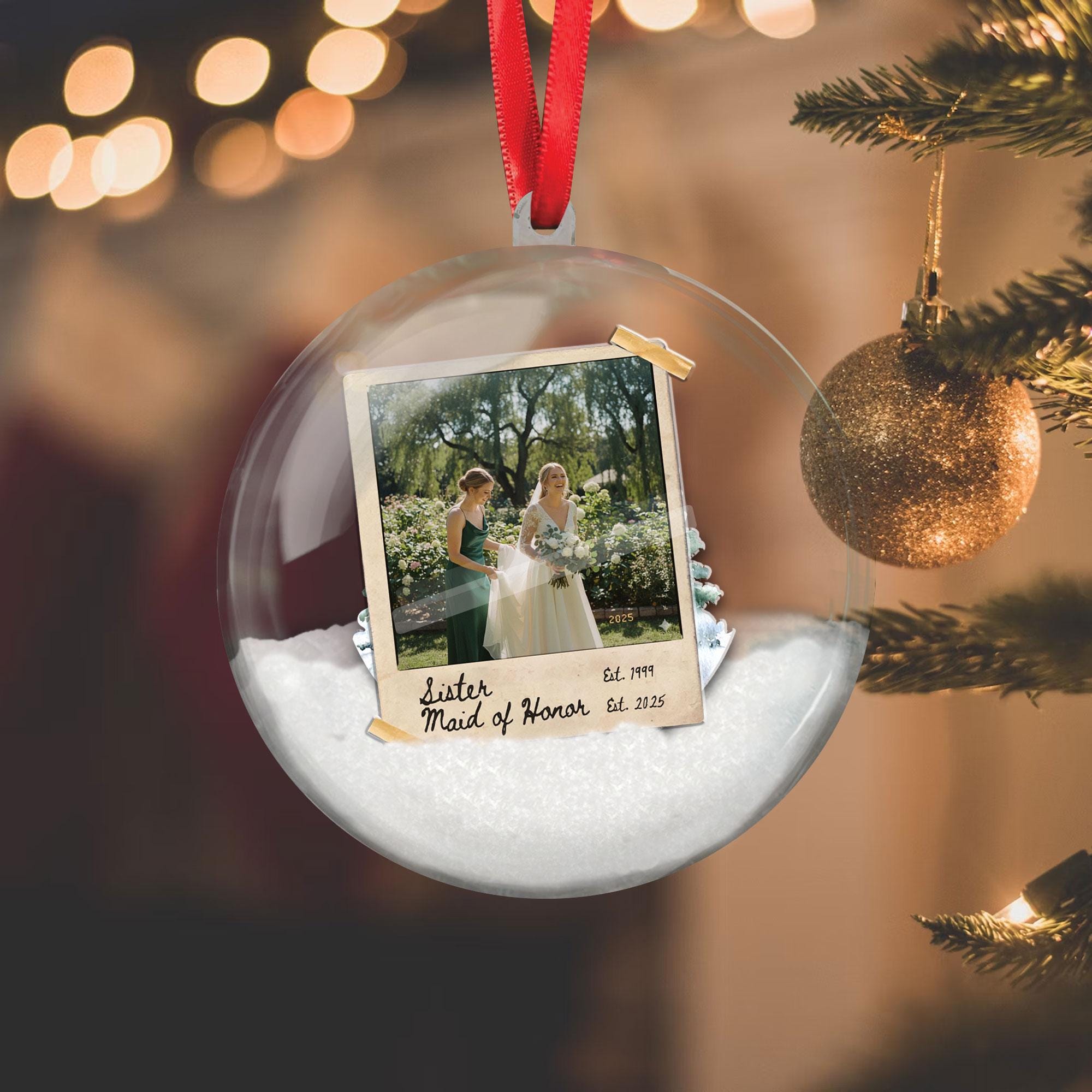 Personalized Photo Christmas Ornament: Maid of Honor Wedding Gift image 2