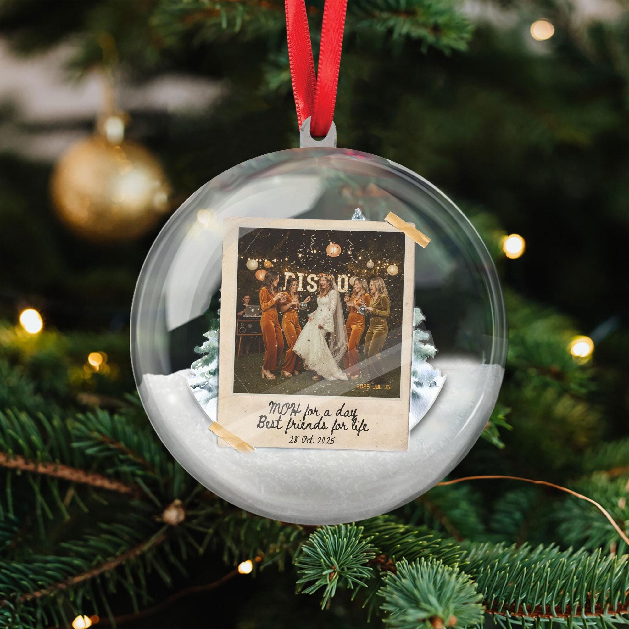 Personalized Photo Christmas Ornament: Maid of Honor Wedding Gift image 1